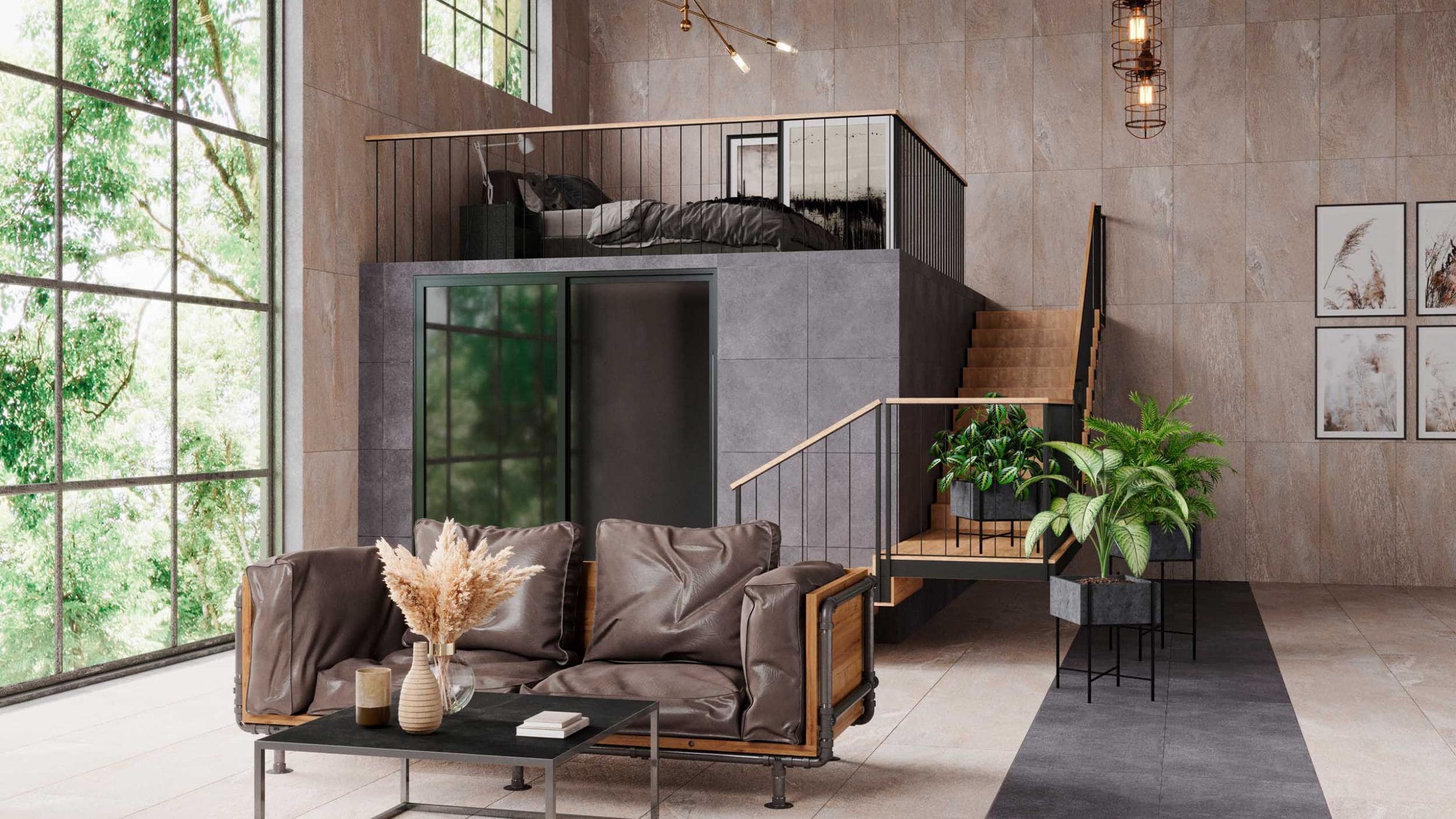 Professionally styled modern living room layout